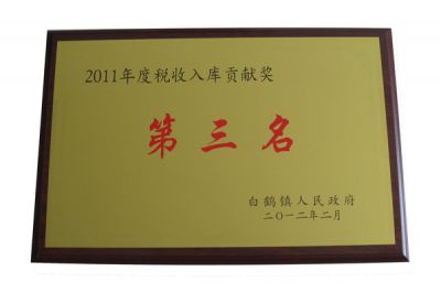 2011年稅收入庫(kù)貢獻(xiàn)獎(jiǎng)第三名